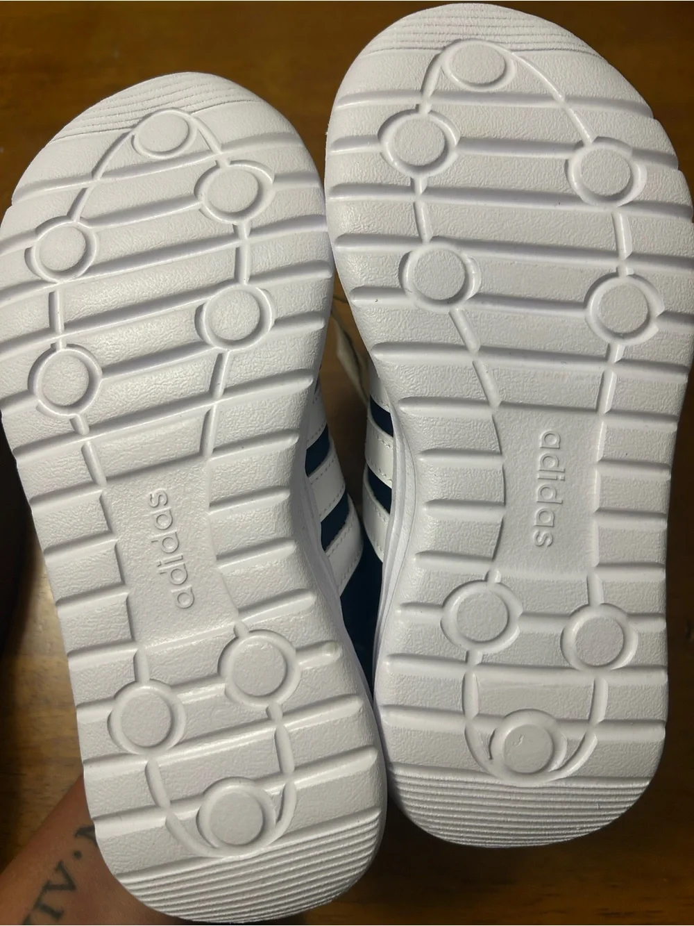 adidas Kids Navy and White Sneakers with Hook-and-Loop Strap